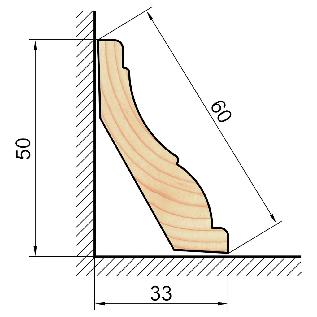 Плинтус деревянный разнобокий, ПРС-60