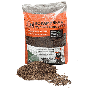 Мульча из сосновой коры, мелкая фракция, сито 20мм, мешок 45л